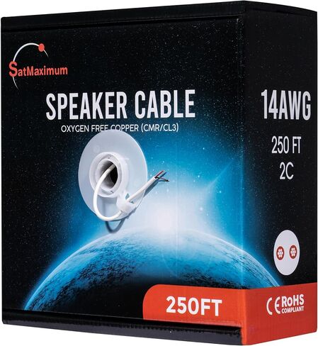 Cables Direct Online 14/2 250FT Speaker Cable Oxygen Free Copper, CL3 CMR in-Wall Rated, White Jacket, OFC Strands Compatible with Low Voltage LED Wire, Car Audio, Home Theater in Saudi Arabia