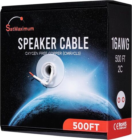 Cables Direct Online 14/2 250FT Speaker Cable Oxygen Free Copper, CL3 CMR in-Wall Rated, White Jacket, OFC Strands Compatible with Low Voltage LED Wire, Car Audio, Home Theater in Kuwait
