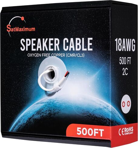 Cables Direct Online 14/2 250FT Speaker Cable Oxygen Free Copper, CL3 CMR in-Wall Rated, White Jacket, OFC Strands Compatible with Low Voltage LED Wire, Car Audio, Home Theater in Saudi Arabia
