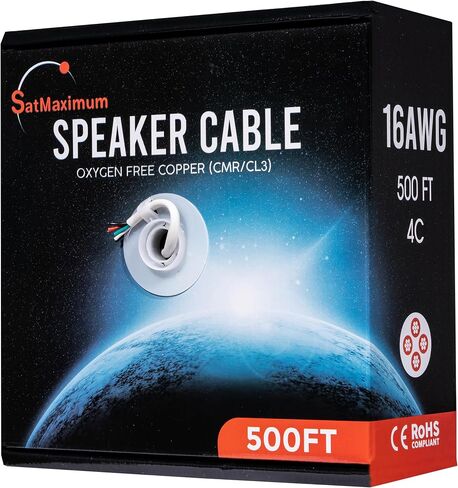 Cables Direct Online 14/2 250FT Speaker Cable Oxygen Free Copper, CL3 CMR in-Wall Rated, White Jacket, OFC Strands Compatible with Low Voltage LED Wire, Car Audio, Home Theater in Saudi Arabia