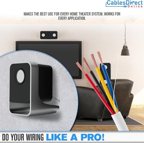 Cables Direct Online 14/2 250FT Speaker Cable Oxygen Free Copper, CL3 CMR in-Wall Rated, White Jacket, OFC Strands Compatible with Low Voltage LED Wire, Car Audio, Home Theater in Saudi Arabia