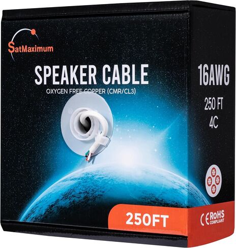 Cables Direct Online 14/2 250FT Speaker Cable Oxygen Free Copper, CL3 CMR in-Wall Rated, White Jacket, OFC Strands Compatible with Low Voltage LED Wire, Car Audio, Home Theater in Saudi Arabia