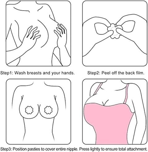 50 زوجًا من ميدكور (100 قطعة) أغطية حلمات للنساء للاستعمال مرة واحدة، بتلات ثدي من الساتان خالية من اللاتكس، بتلات حلمة لاصقة - لون بيج محايد in Kuwait