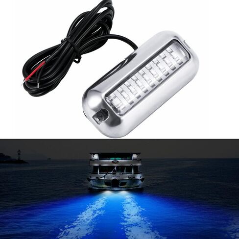 IBRAP Blue Mini 27LED Waterproof 316 Stainless Steel Transom Led Lamp High-Intensity Marine Led Underwater Boat Deck Lights For Cruise Ships Yachts Sailboat Pontoon 1200LM 10-36V IP68 (2Pcs) in Saudi Arabia