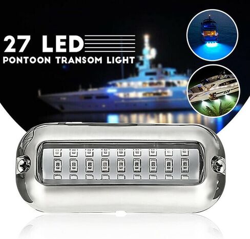 IBRAP Blue Mini 27LED Waterproof 316 Stainless Steel Transom Led Lamp High-Intensity Marine Led Underwater Boat Deck Lights For Cruise Ships Yachts Sailboat Pontoon 1200LM 10-36V IP68 (2Pcs) in Saudi Arabia