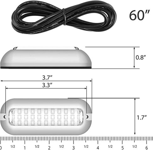 IBRAP Blue Mini 27LED Waterproof 316 Stainless Steel Transom Led Lamp High-Intensity Marine Led Underwater Boat Deck Lights For Cruise Ships Yachts Sailboat Pontoon 1200LM 10-36V IP68 (2Pcs) in Saudi Arabia
