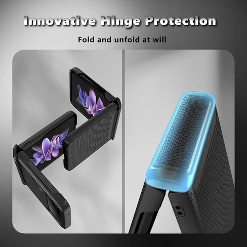 Vihibii Galaxy Z Flip 3 Case with Hinge Protection & Camera Screen Protector - Slim, Non-Slip, Lightweight, 5G-Compatible (Purple) in Saudi Arabia