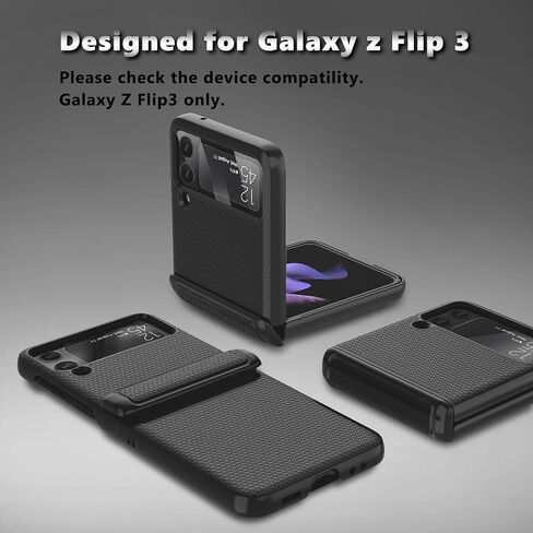 Vihibii Galaxy Z Flip 3 Case with Hinge Protection & Camera Screen Protector - Slim, Non-Slip, Lightweight, 5G-Compatible (Purple) in Saudi Arabia