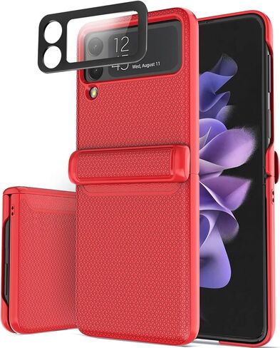 Vihibii Galaxy Z Flip 3 Case with Hinge Protection & Camera Screen Protector - Slim, Non-Slip, Lightweight, 5G-Compatible (Purple) in Saudi Arabia