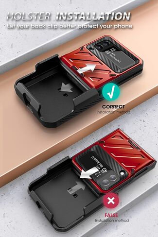حافظة SUPCASE لهاتف Samsung Galaxy Z Flip 3 5G (2021)، حافظة قابلة للطي بطبقة مزدوجة متينة مقاومة للصدمات [Unicorn Beetle Pro] مع مشبك حزام (أحمر) in Saudi Arabia
