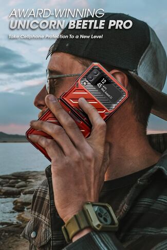 حافظة SUPCASE لهاتف Samsung Galaxy Z Flip 3 5G (2021)، حافظة قابلة للطي بطبقة مزدوجة متينة مقاومة للصدمات [Unicorn Beetle Pro] مع مشبك حزام (أحمر) in Saudi Arabia