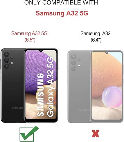 حافظة Defencase لهاتف Galaxy A32 5G، حافظة RFID لهاتف Samsung Galaxy A32 5G محفظة للنساء والرجال مع حامل بطاقة، سحاب مغناطيسي من جلد البولي يوريثان واقي لهاتف Samsung A32 5G، أرجواني in Kuwait
