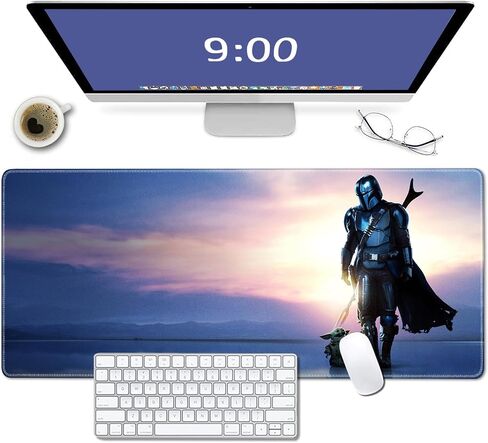 Mouse Pad Blue Sky Cute Design Stitched Edge Mousepad Non-Slip Rubber Desk Pad Funny Table Mat for Gaming and Gift(13.8 x 31.5 Inch) in Saudi Arabia