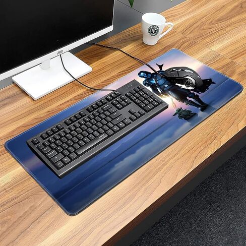 Mouse Pad Blue Sky Cute Design Stitched Edge Mousepad Non-Slip Rubber Desk Pad Funny Table Mat for Gaming and Gift(13.8 x 31.5 Inch) in Saudi Arabia