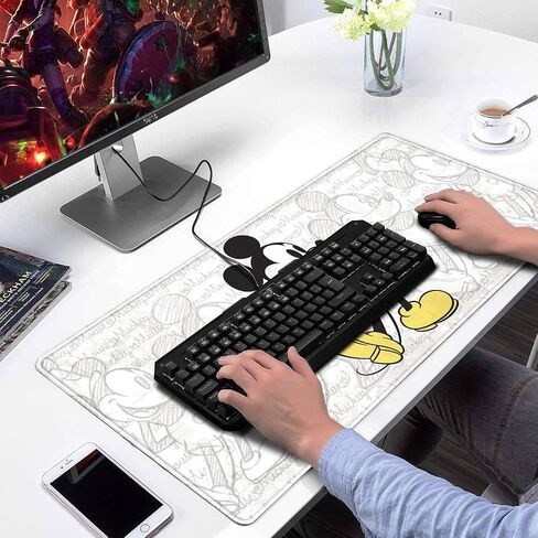 Mouse Pad Blue Sky Cute Design Stitched Edge Mousepad Non-Slip Rubber Desk Pad Funny Table Mat for Gaming and Gift(13.8 x 31.5 Inch) in Saudi Arabia