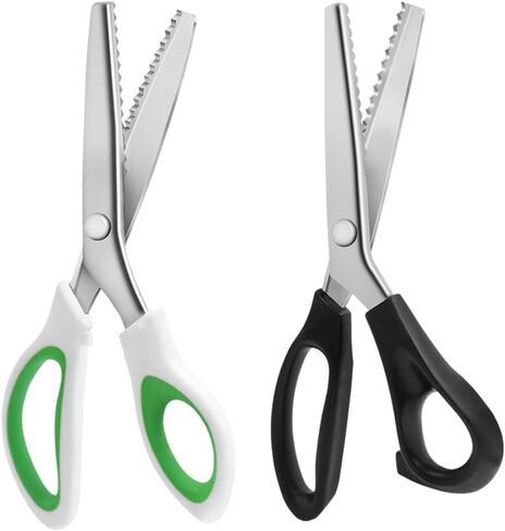 قطعتان من المقصات الوردية، مقص AIFUDA Zig Zag 5 مم مقص للحرف اليدوية بحافة مزخرفة ومقبض مريح لسجل القصاصات لخياطة القماش والجلود والورق واللوازم الحرفية in Kuwait