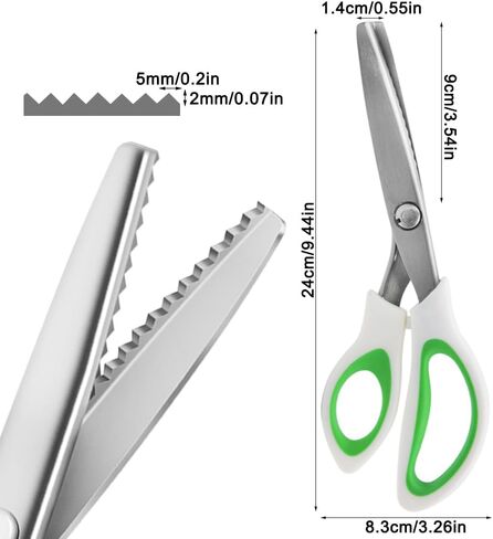 قطعتان من المقصات الوردية، مقص AIFUDA Zig Zag 5 مم مقص للحرف اليدوية بحافة مزخرفة ومقبض مريح لسجل القصاصات لخياطة القماش والجلود والورق واللوازم الحرفية in Kuwait