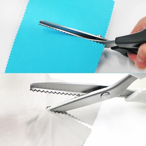 قطعتان من المقصات الوردية، مقص AIFUDA Zig Zag 5 مم مقص للحرف اليدوية بحافة مزخرفة ومقبض مريح لسجل القصاصات لخياطة القماش والجلود والورق واللوازم الحرفية in Kuwait