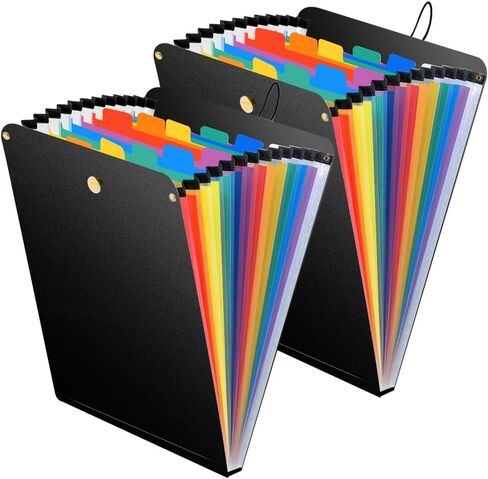 Vertical File Folder Expanding Accordion Folder with 13 Pockets Multi Pocket File Organizer Letter Size for Easy Backpack Access(2 Pack Inner Colorful) in Saudi Arabia