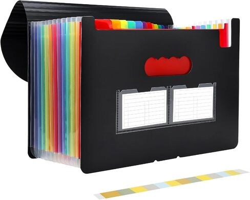 NAFY Accordion File Organizer, 13 Pockets Expanding File Folders, According File Organizer Portable Document Organizer with Blank Labels for Home Office School Supplies (Black) in Saudi Arabia