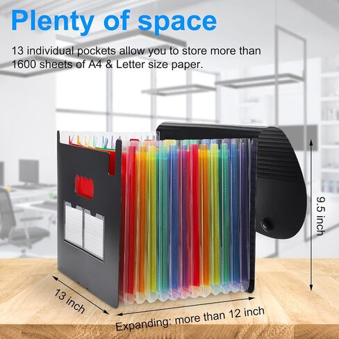 NAFY Accordion File Organizer, 13 Pockets Expanding File Folders, According File Organizer Portable Document Organizer with Blank Labels for Home Office School Supplies (Black) in Saudi Arabia