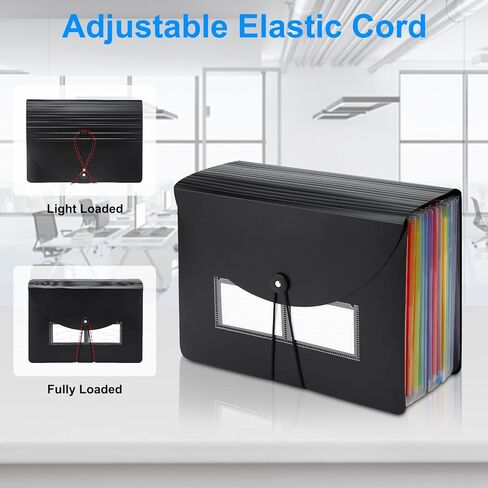 NAFY Accordion File Organizer, 13 Pockets Expanding File Folders, According File Organizer Portable Document Organizer with Blank Labels for Home Office School Supplies (Black) in Saudi Arabia