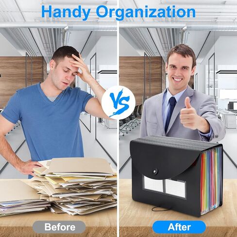 NAFY Accordion File Organizer, 13 Pockets Expanding File Folders, According File Organizer Portable Document Organizer with Blank Labels for Home Office School Supplies (Black) in Saudi Arabia