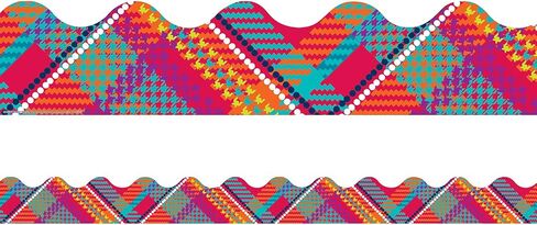 Eureka Multicolor Plaid Extra Wide Bulletin Board Trim and Classroom Decoration Strips, 12pcs, 3.25'' x 37'' in Saudi Arabia