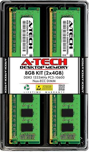 A-Tech RAM 16GB Kit (2x8GB) DDR3 1333 MHz PC3-10600 DIMM - Desktop Computer Memory - CL9 2Rx8 1.5V 240-Pin UDIMM Non-ECC Unbuffered Upgrade Modules in Saudi Arabia