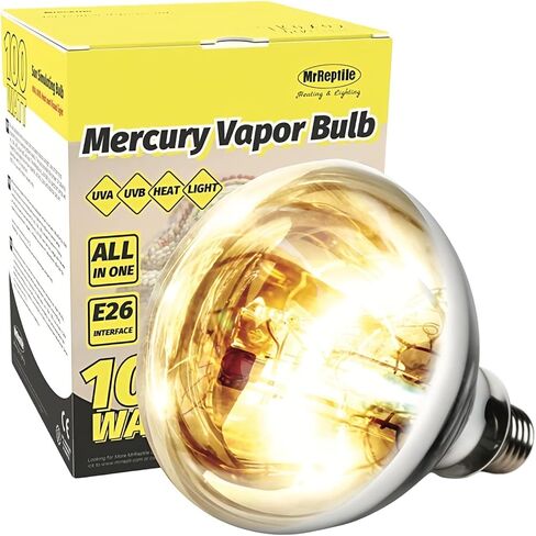 MRREPTILE Reptile Heat Lamp, 100W Full Spectrum UVA UVB Reptile Sun Lamp, Mercury Vapor Bulb for Reptiles, Basking Spot Lamp/Bulb/Light for Reptile and Amphibian in Saudi Arabia