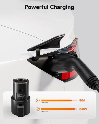 WOLFBOX J1772 to Tesla Charger Adapter, Max 80Amp/240VAC J1772 to Tesla Charging Adapter for Tesla Model 3/Y/X/S, Fast Charging, Portable, Safety Certified, Easy to Setup (Black) in Saudi Arabia