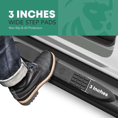 YHTAUTO 4 Inch Running Boards Side Step Bars Compatible with 2015-2022 Chevy Colorado & GMC Canyon - Extended/Double Cab Pickup, Carbon Steel Black Powder Oval Bent End Truck Step Rails, Set of 2 in Kuwait