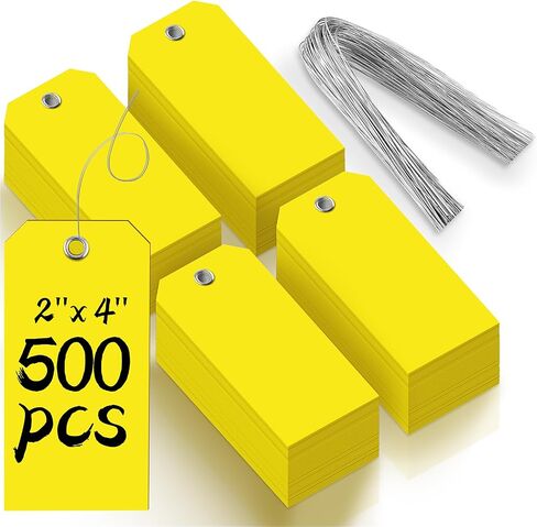 500 Pieces Plastic Shipping Tags with Wire Waterproof Hang Tags Heavy Duty Labeling Tags with String Wires Tags Labels Labeling Tags Stacking Tags for Equipment Car Parts (Colorful, 4 3/4 x 2 3/8) in Saudi Arabia