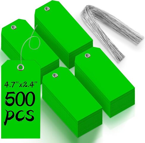 500 Pieces Plastic Shipping Tags with Wire Waterproof Hang Tags Heavy Duty Labeling Tags with String Wires Tags Labels Labeling Tags Stacking Tags for Equipment Car Parts (Colorful, 4 3/4 x 2 3/8) in Saudi Arabia