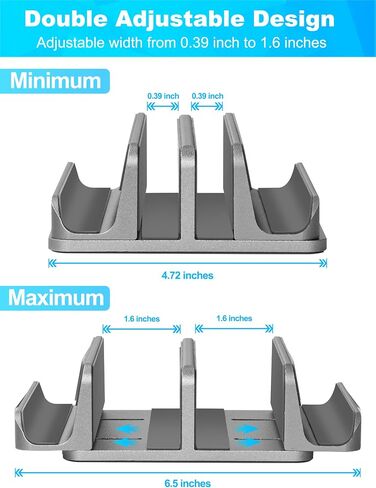 JARLINK 4-in-1 Adjustable Vertical Laptop Stand, Aluminum Holder, Silver in Kuwait