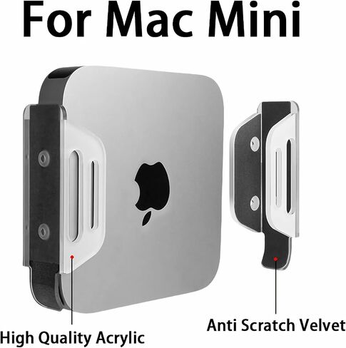 حامل حامل رأسي من الأكريليك من ASOQOLA لجهاز Apple Mac Mini، حامل سطح المكتب، تحت المكتب، حامل حامل مثبت على الحائط متوافق مع جميع موديلات Mac Mini، الكمبيوتر المحمول، الكمبيوتر الشخصي الصغير، جهاز التوجيه in Kuwait