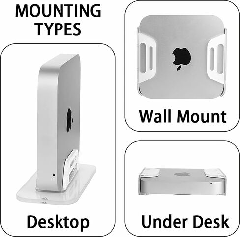 حامل حامل رأسي من الأكريليك من ASOQOLA لجهاز Apple Mac Mini، حامل سطح المكتب، تحت المكتب، حامل حامل مثبت على الحائط متوافق مع جميع موديلات Mac Mini، الكمبيوتر المحمول، الكمبيوتر الشخصي الصغير، جهاز التوجيه in Kuwait