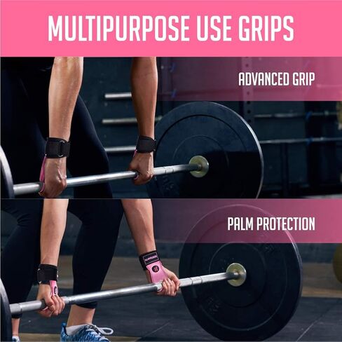 RIMSports Lifting Grips for Weight Lifting - Premium Weight Lifting Straps for Advanced Grip and Palm Protection Deadlift Grips for Rows Pull ups Barbell Adjustable Wrist Wrap Deadlift Gloves in Saudi Arabia