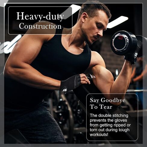 RIMSports Workout Gloves for Men and Women - Breathable Weight Lifting Gloves for Gym, Exercise, Weightlifting, Cycling, Rowing, Training Leather Palm Padded Thumb Protected Against Calluses Blister in Saudi Arabia