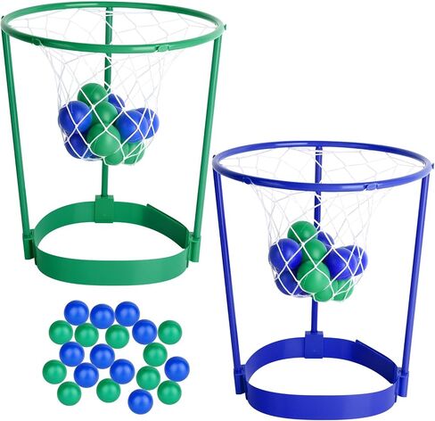2 Pack Head Hoop Basketball Party Game for Kids and Adults Carnival Game Adjustable Basket Net Headband with 20 Balls for Carnival Party Birthday Party Family Indoor Outdoor Game (Green + Blue) in Saudi Arabia