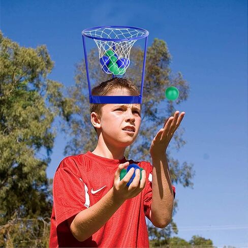 2 Pack Head Hoop Basketball Party Game for Kids and Adults Carnival Game Adjustable Basket Net Headband with 20 Balls for Carnival Party Birthday Party Family Indoor Outdoor Game (Green + Blue) in Saudi Arabia