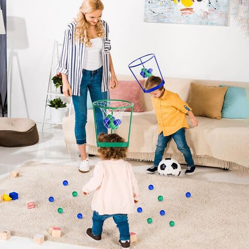 2 Pack Head Hoop Basketball Party Game for Kids and Adults Carnival Game Adjustable Basket Net Headband with 20 Balls for Carnival Party Birthday Party Family Indoor Outdoor Game (Green + Blue) in Saudi Arabia