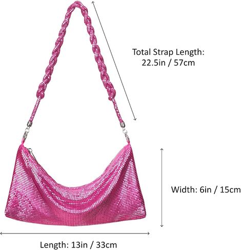 HDE Women's Metallic Mesh Evening Bag Shiny Braid Knotted Shoulder Purse Handbag in Kuwait