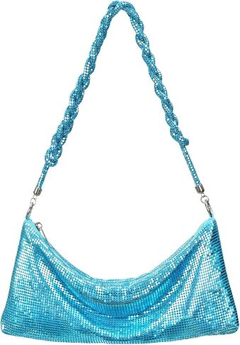 HDE Women's Metallic Mesh Evening Bag Shiny Braid Knotted Shoulder Purse Handbag in Kuwait
