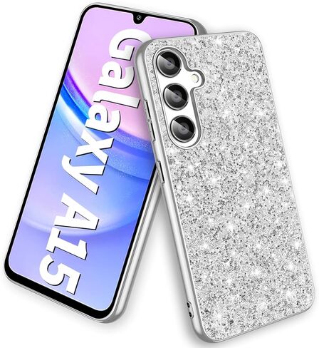 Galaxy A15 Glitter Case for Samsung Galaxy A15 5G Phone Case for Women Girls, Slim Ultra Thin Matte Back Shockproof Protective Cover for Samsung A15 5G, 6.5" Crystal Bling Case (Black) in Kuwait