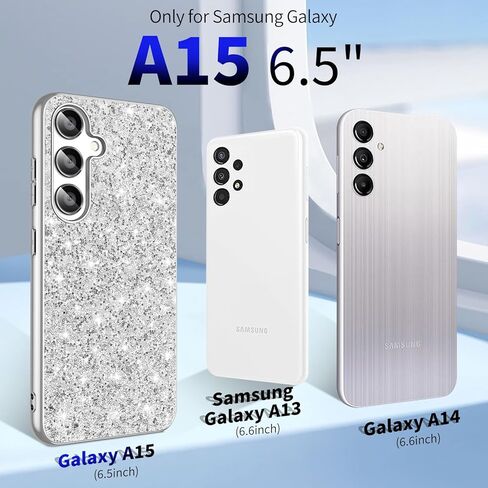 Galaxy A15 Glitter Case for Samsung Galaxy A15 5G Phone Case for Women Girls, Slim Ultra Thin Matte Back Shockproof Protective Cover for Samsung A15 5G, 6.5" Crystal Bling Case (Black) in Kuwait