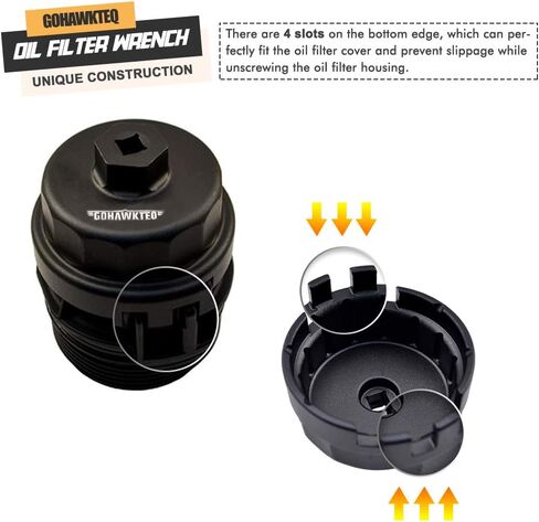 أداة إزالة مفتاح فلتر الزيت من GOHAWKTEQ متوافقة مع غطاء خرطوشة 64 مم Toyota RAV4 Camry Tundra Sienna 2.5L-5.7L مزيل مفتاح ربط غطاء الزيت in Kuwait
