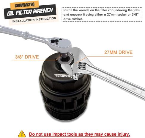 أداة إزالة مفتاح فلتر الزيت من GOHAWKTEQ متوافقة مع غطاء خرطوشة 64 مم Toyota RAV4 Camry Tundra Sienna 2.5L-5.7L مزيل مفتاح ربط غطاء الزيت in Kuwait