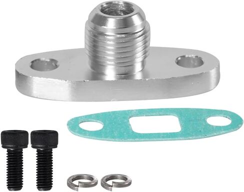 مجموعة محول حشية الحافة 10AN Turbo Oil مدخل شفة ملائمة متوافقة مع منفذ تصريف الزيت التوربيني T3 T4، تتضمن شفة/حشية/مسامير من الفولاذ المقاوم للصدأ in Kuwait