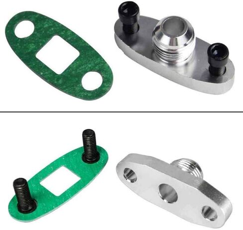 مجموعة محول حشية الحافة 10AN Turbo Oil مدخل شفة ملائمة متوافقة مع منفذ تصريف الزيت التوربيني T3 T4، تتضمن شفة/حشية/مسامير من الفولاذ المقاوم للصدأ in Kuwait